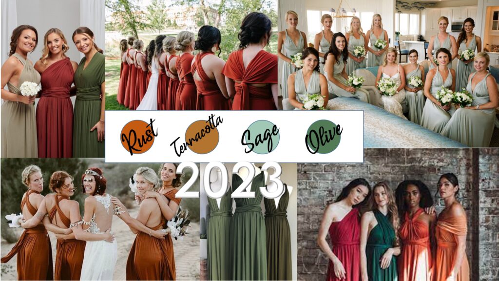 Olive Green Burnt Orange Bridesmaid Dresses